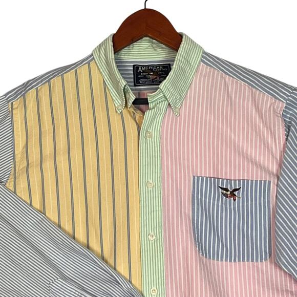 Vintage Y2K Pastel Stripe Button Down Shirt Men’s XL American Living Pink Blue - Picture 2 of 10
